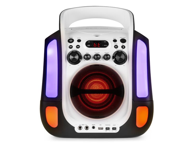 Fenton Lautsprecher Karaoke Maschine SBS30W Weiss Karaoke Set mit zwei Mikrofonen