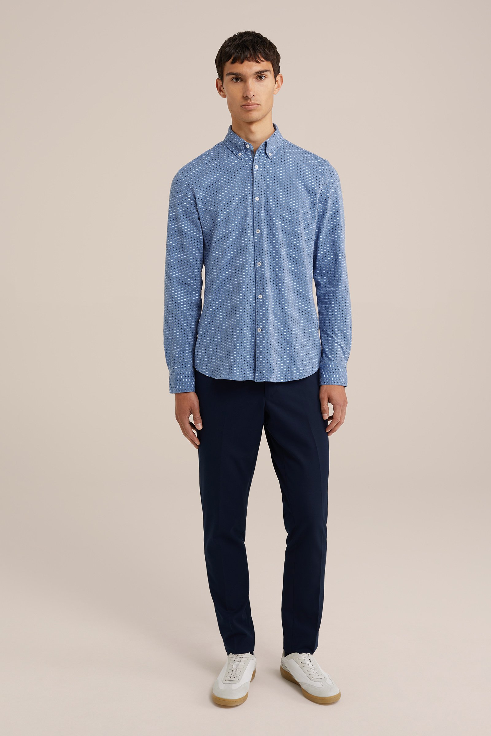 jersey overhemd met dessin WE Fashion Grijsblauw