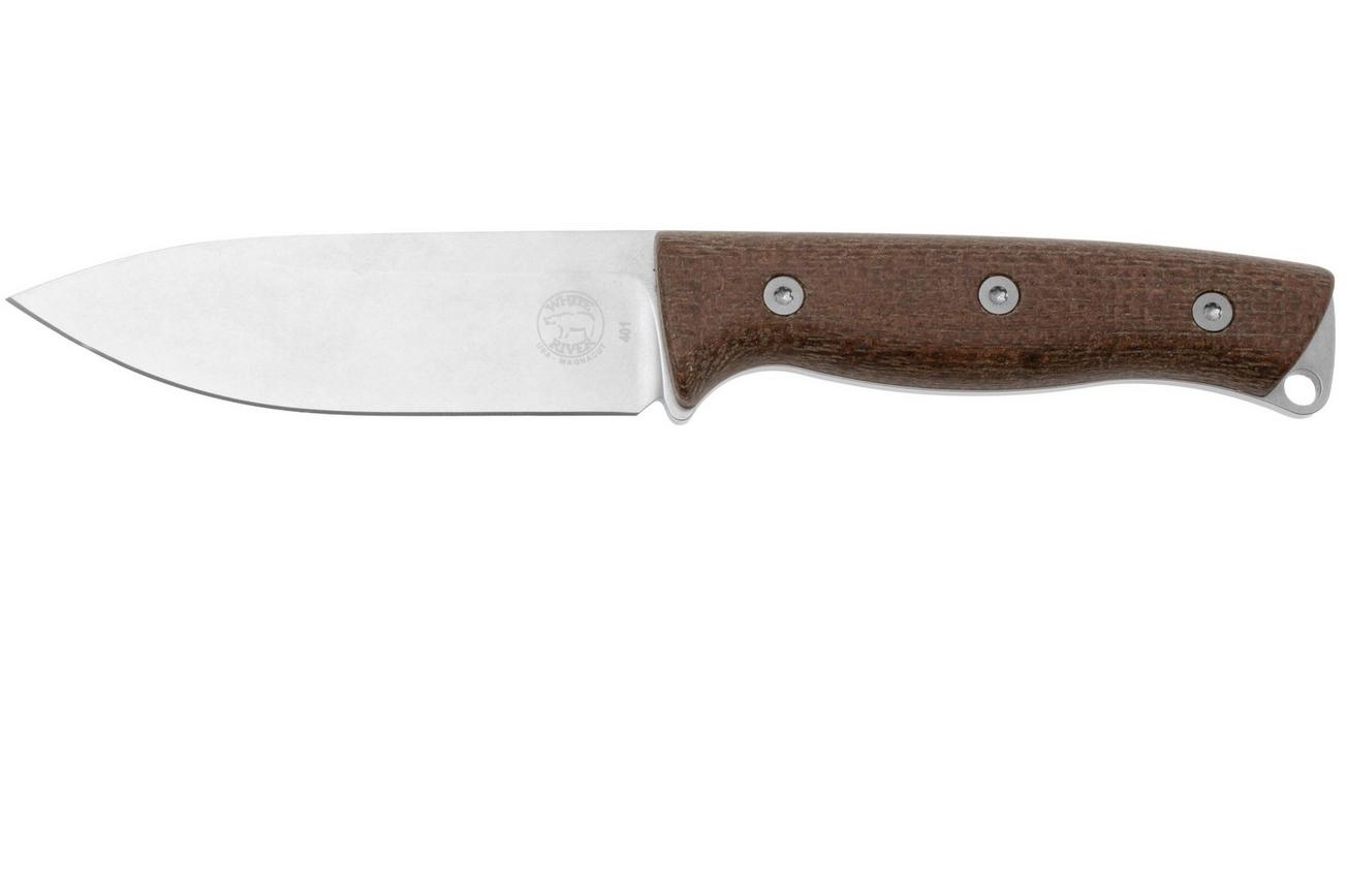 White River Knives Ursus 45 WRUR45-BNA-MAG, Stonewashed Magnacut, Natural Burlap Micarta, bushcraftmes