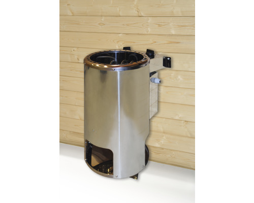 Weka Kiruna GT Gr.1 modulaire sauna inclusief 3,6 kW kachel en geïntegreerde besturingseenheid met grafietkleurige volledig glazen deur
