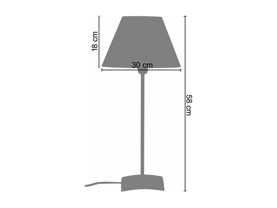Lampe de chevet droit métal noir 58 cm.
