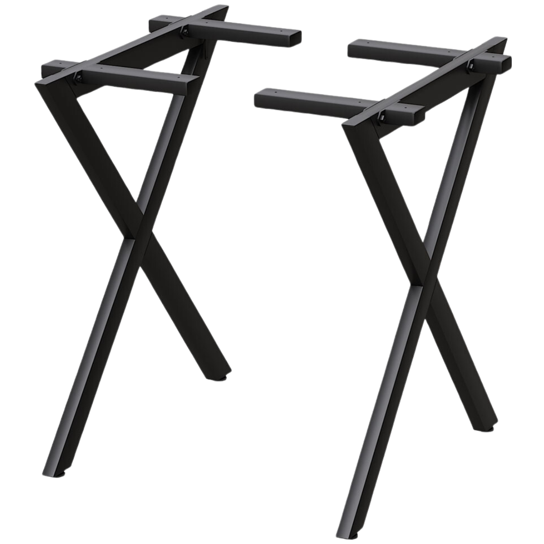 holz4home® X-Struktur Tischgestell mit Querbalken Metall schwarz – 1 Paar (2 Stück)