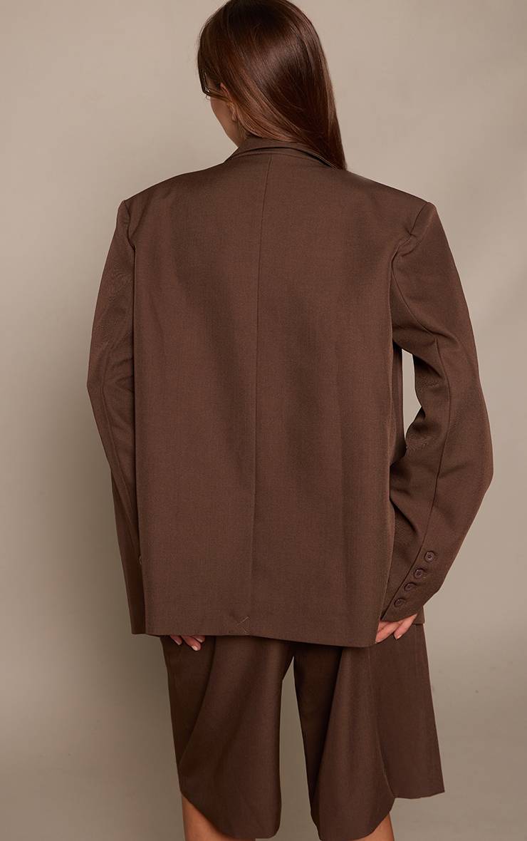 Marron Foncé Short Long Tailleur Tissé À Plis Coordonné