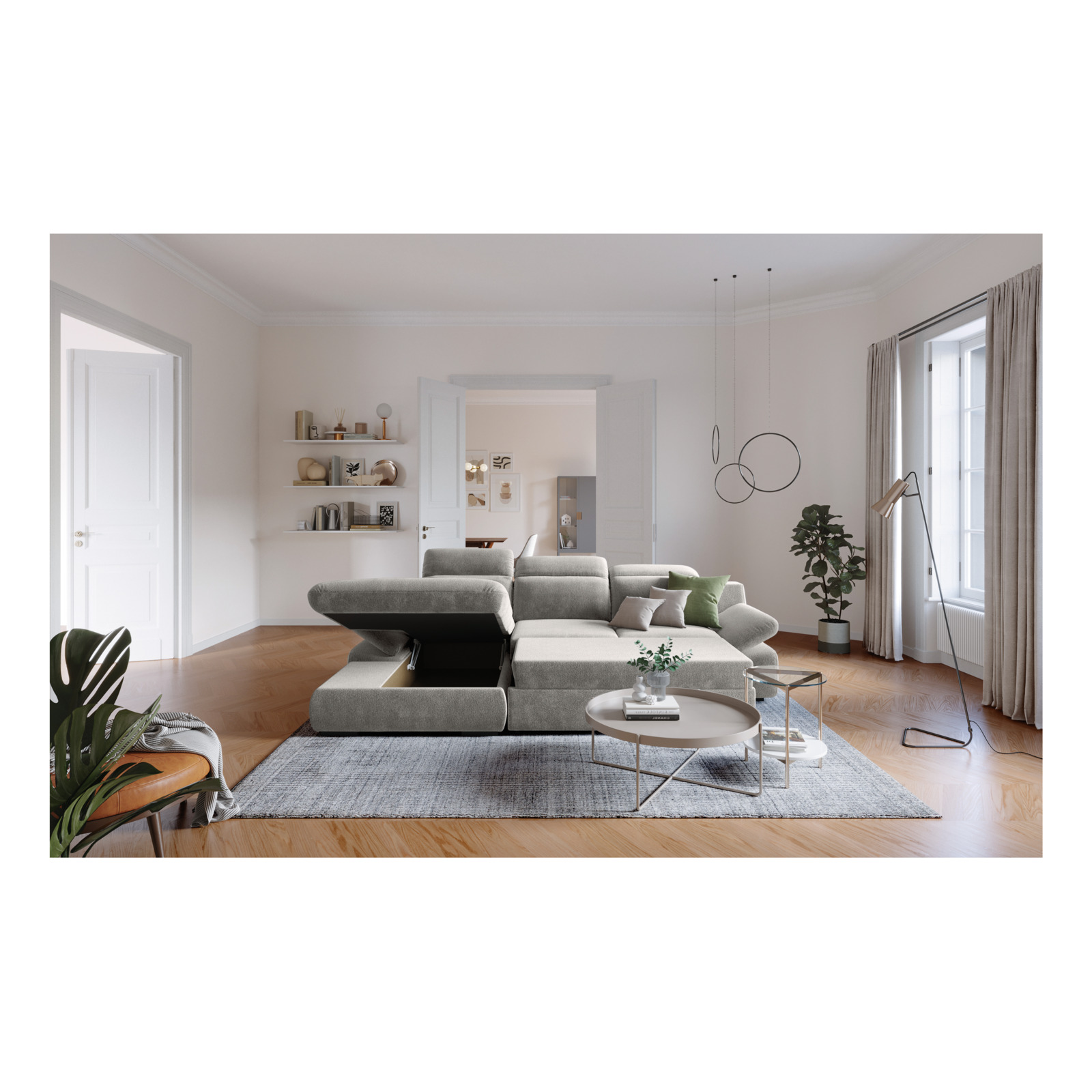 Ecksofa Lorena Stoff, Recamière links