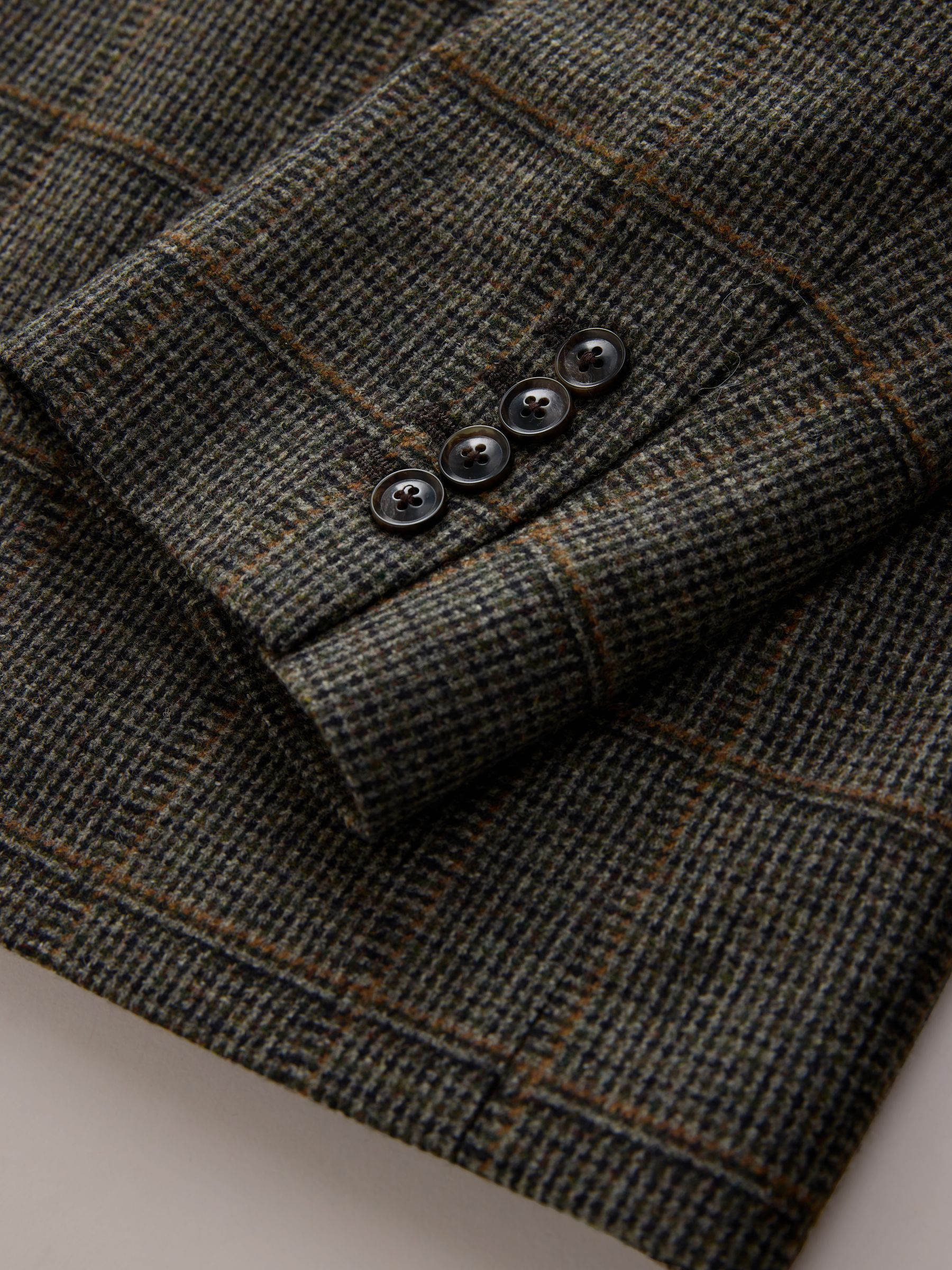 Groen - Regular Fit Signature Abraham Moon 100% Wool Tweed Check Suit Jacket