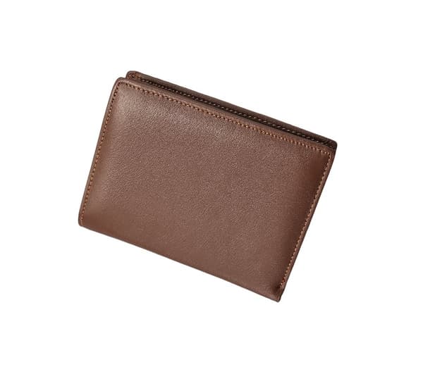 INF RFID-blokkerende skinn lommebok for menn, slank bifold lommebok med myntlomme Brun