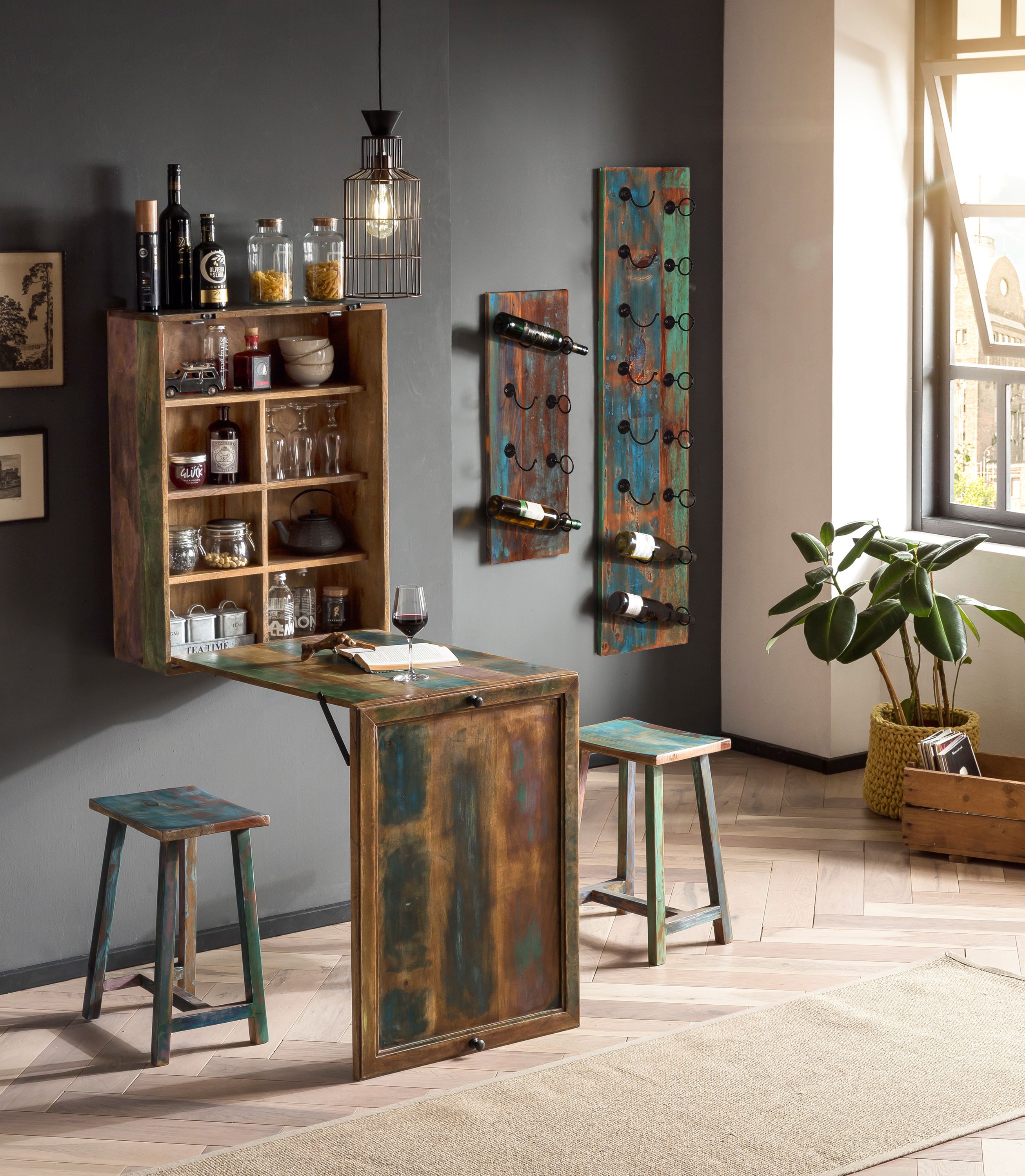 Wand Weinregal Altholz Flaschenregal Wandbar Weinflaschenhalter Flaschenhalter