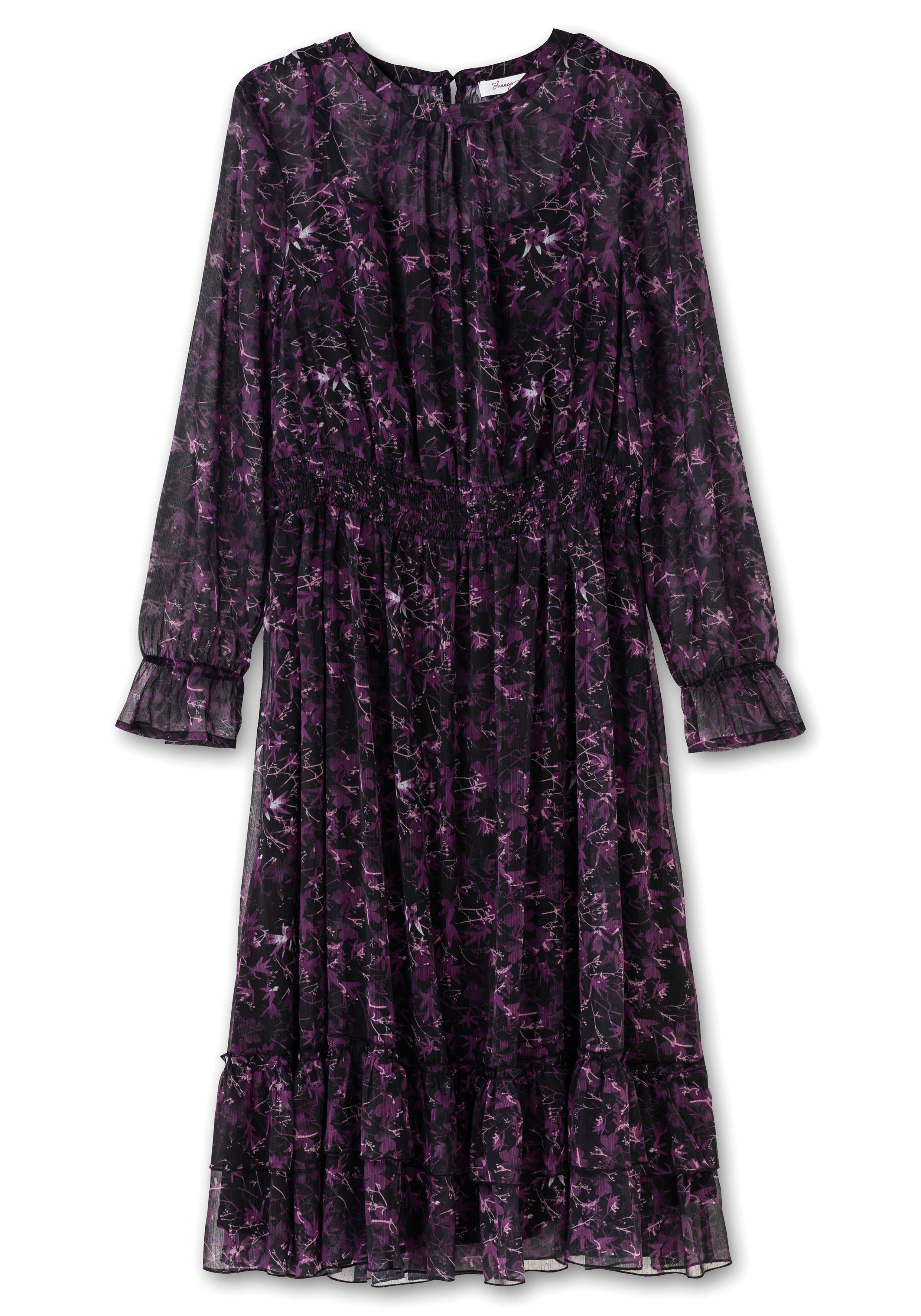 Chiffonkleid mit Alloverprint und Volants