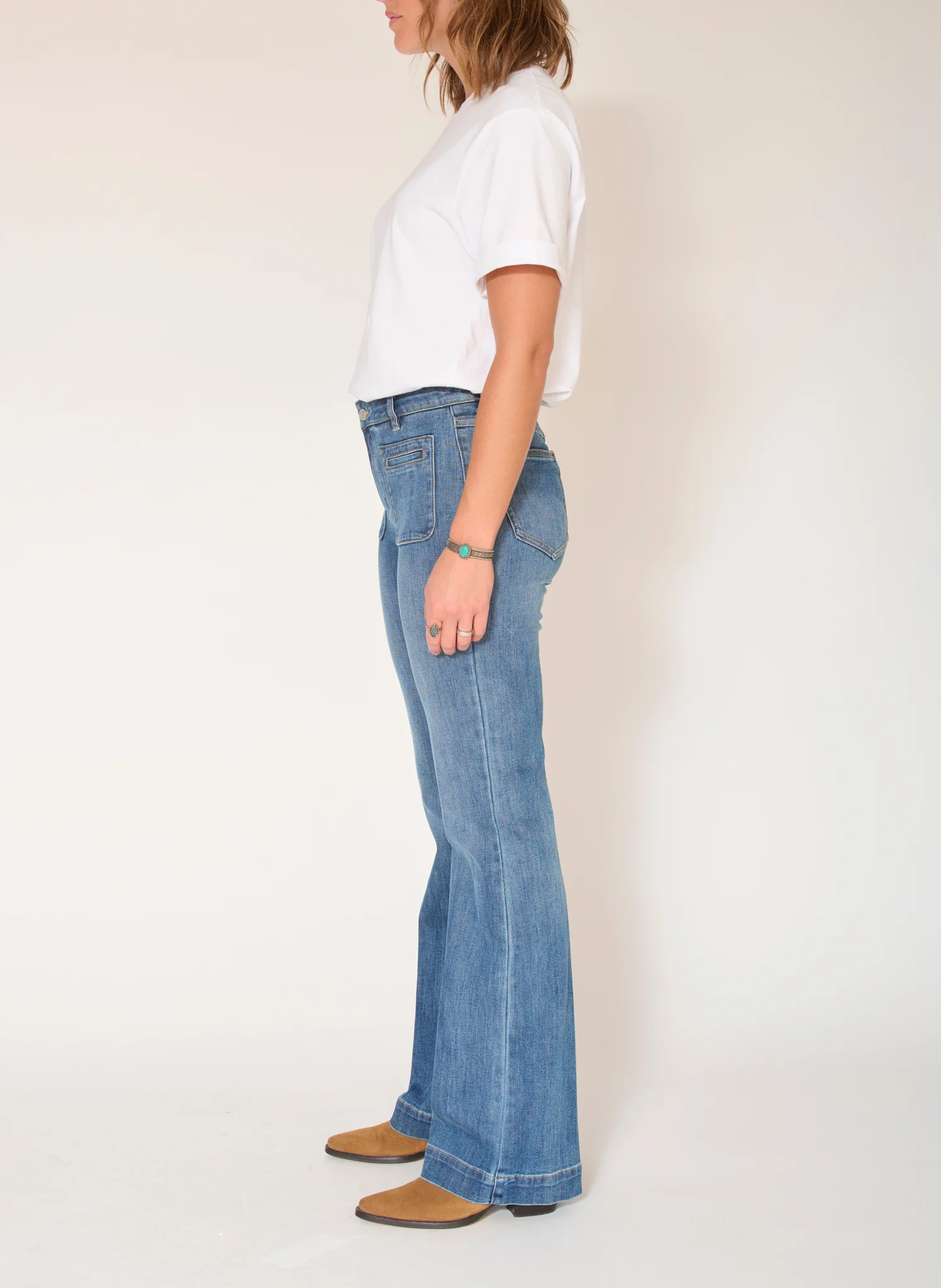 THE DIANA WILSON - Jean flare en coton mélangé| Bleu