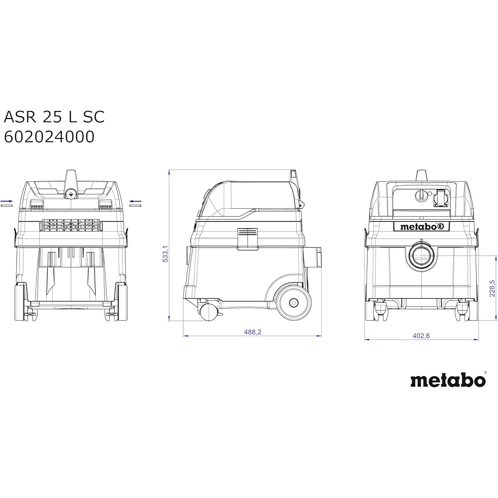 Metabo ASR 25 L SC 6.02024.00 Aspirateur industriel, Noir/Vert : Cuisine et Maison