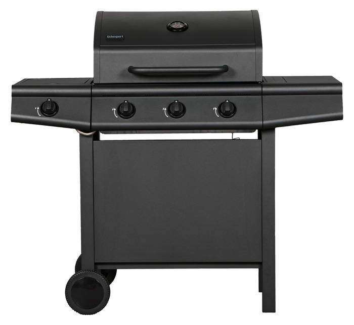 Gasgrill 3 brændere og sidebrænder sort - Grillexpert