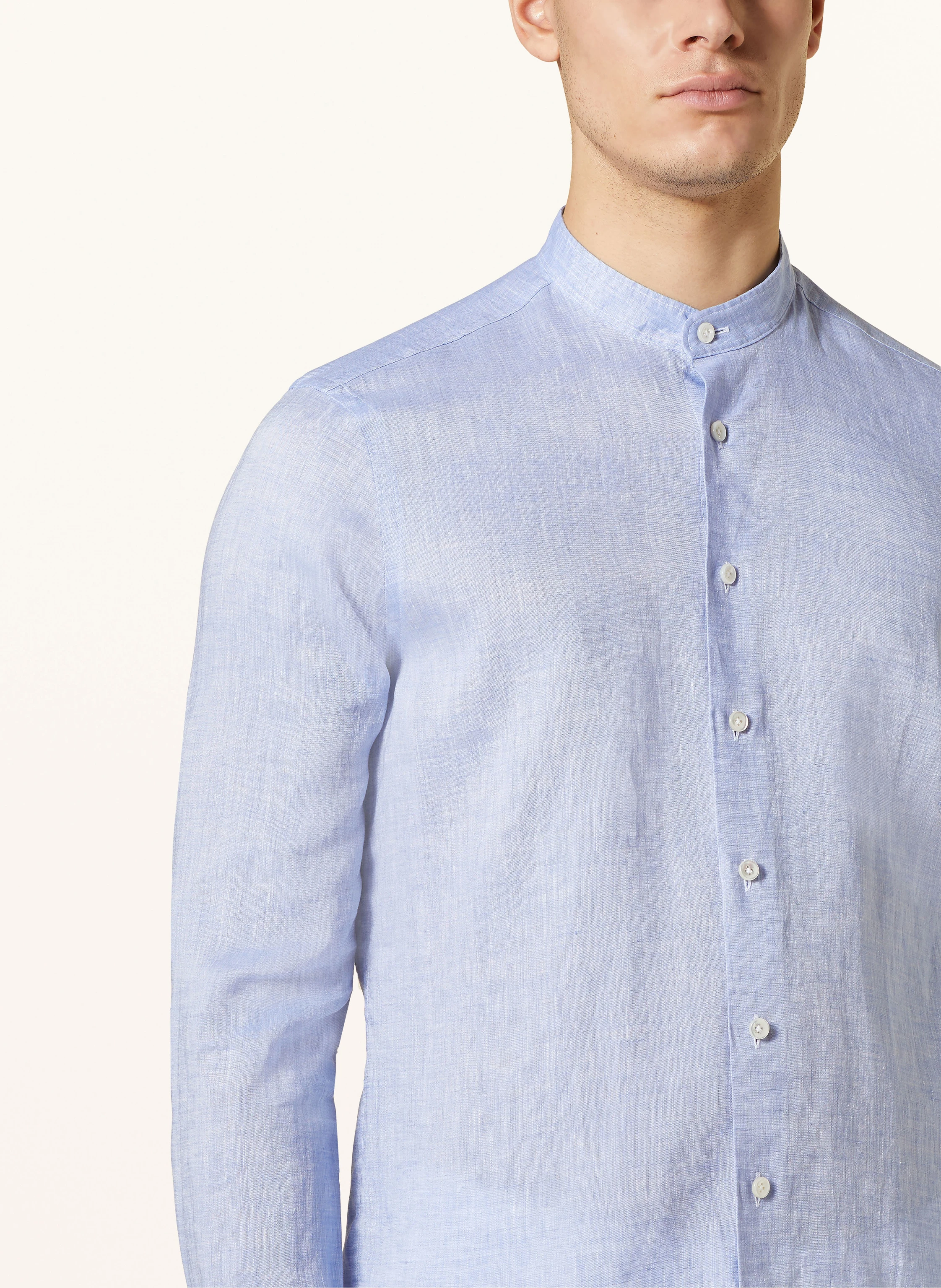 OLYMP SIGNATURE Leinenhemd Tailored Fit mit Stehkragen