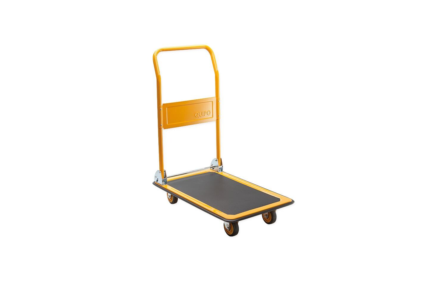 Plattformwagen Gelb, 170 kg<br>Transportwagen mit klappbarem Schiebebügel