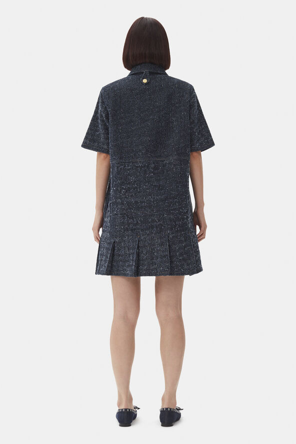 Ganni Fluffy Denim Mini Dress Rinse
