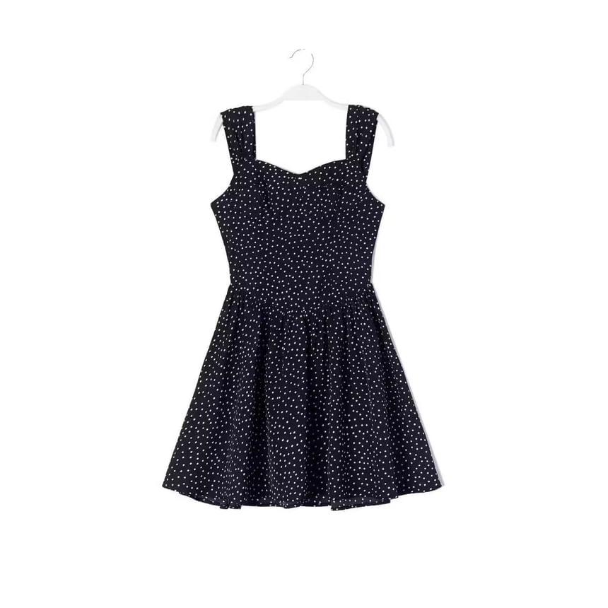 Overing - Mouwloze sweetheart-hals mini A-lijn jurk met stippen