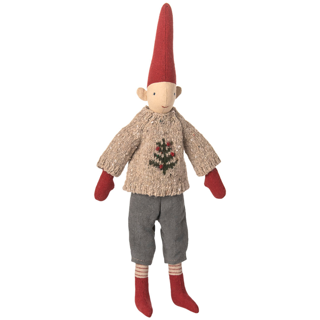 maileg decoratie pixie jongen - gebreide trui - maat 2 - 31 cm