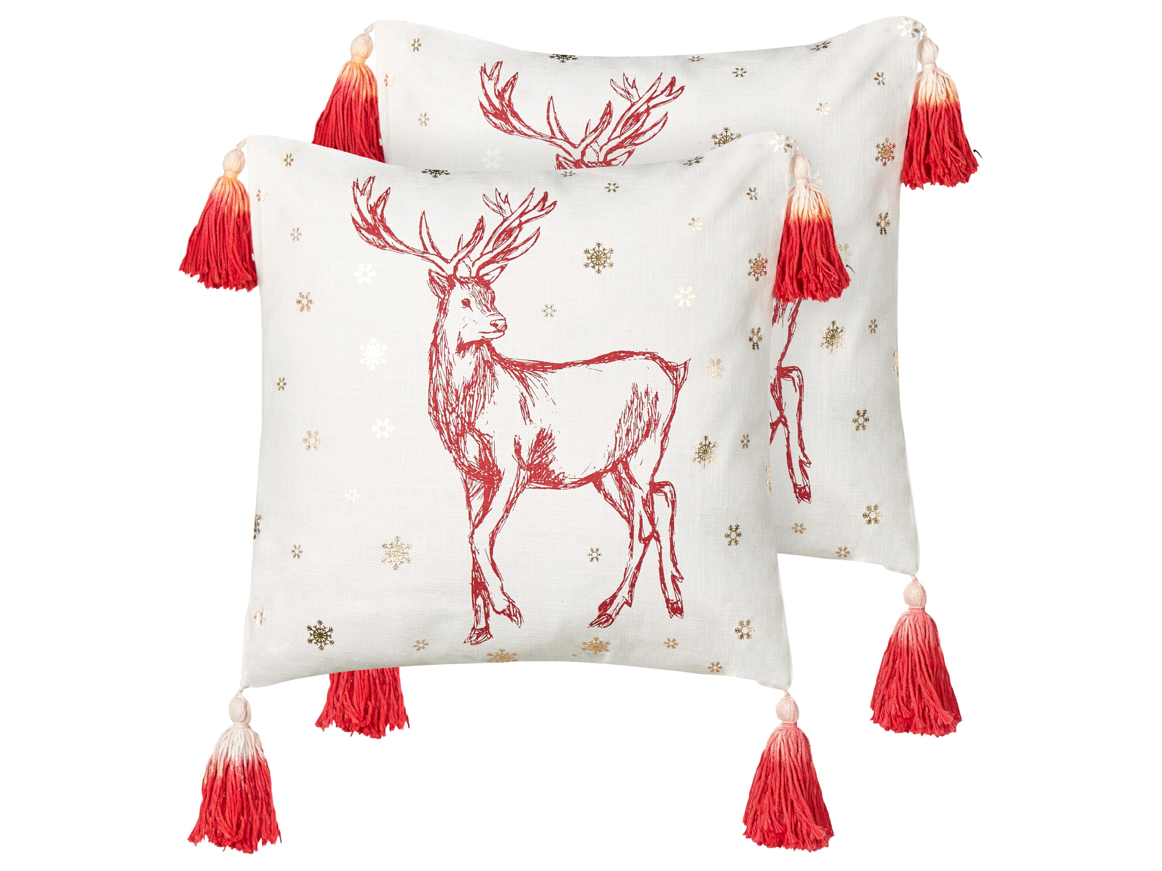 Set van 2 sierkussens VALLOTA Katoen 45 x 45 cm Wit kerstmotief