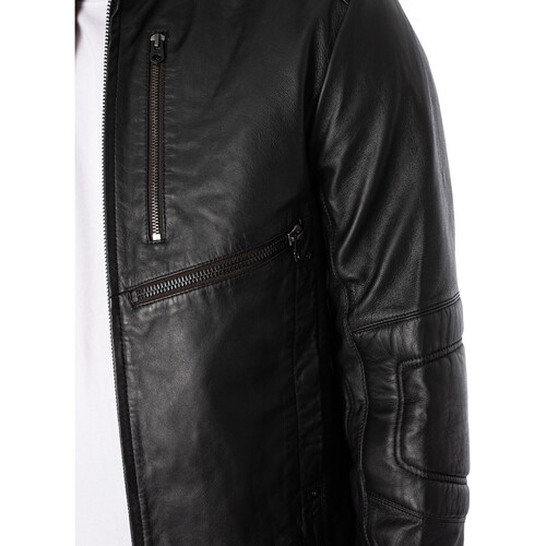 G-Star Raw - Chaqueta De Cuero Motera Negro