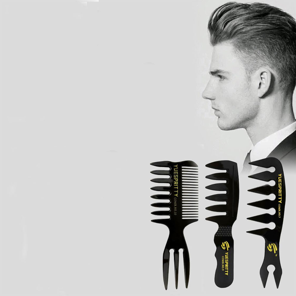 (19cm) Breiter Zahnkamm Öl Haarkamm Haar Styling Textur Kamm - Schwarz