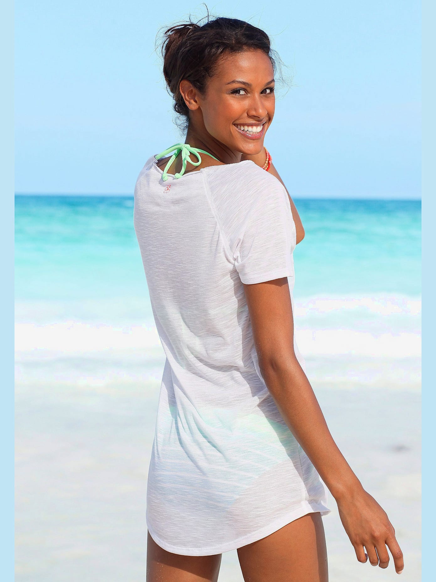 T-shirt long imprimé néon tendance