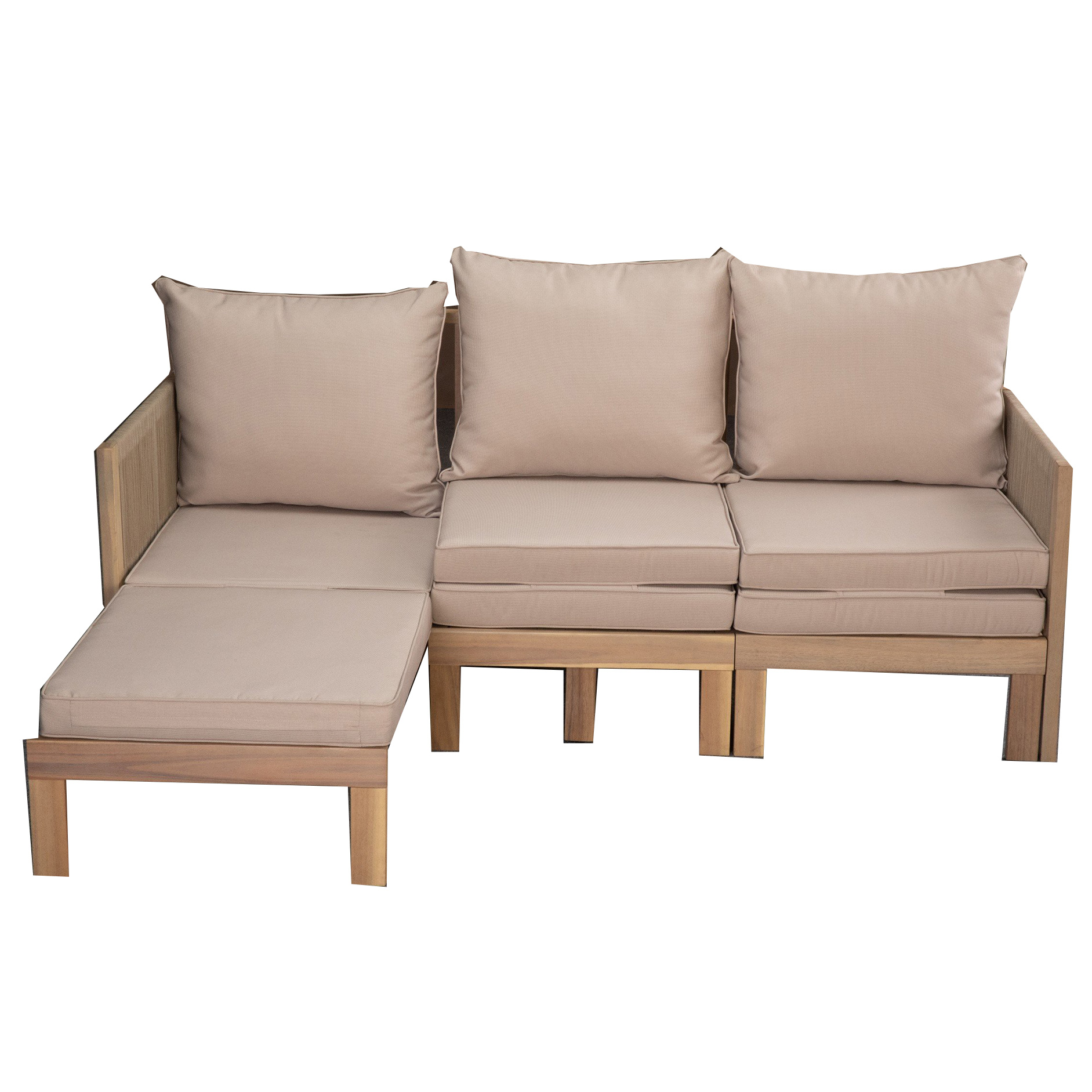 Daybed - holzfarben-grau - ausziehbare Elemente - 188 cm
