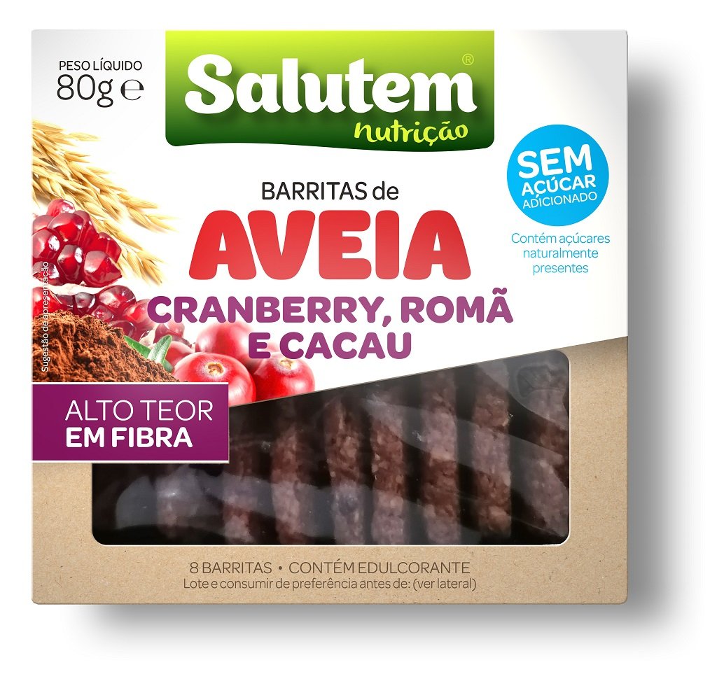 BARRITAS DE AVEIA SALUTEM ARANDO ROMÃ E CACAU 80G