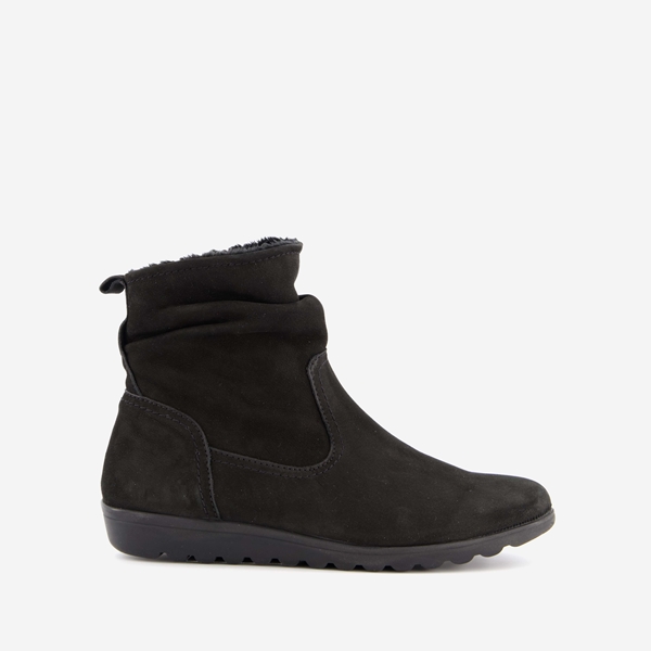 Hush Puppies gevoerde suede enkellaarsjes zwart