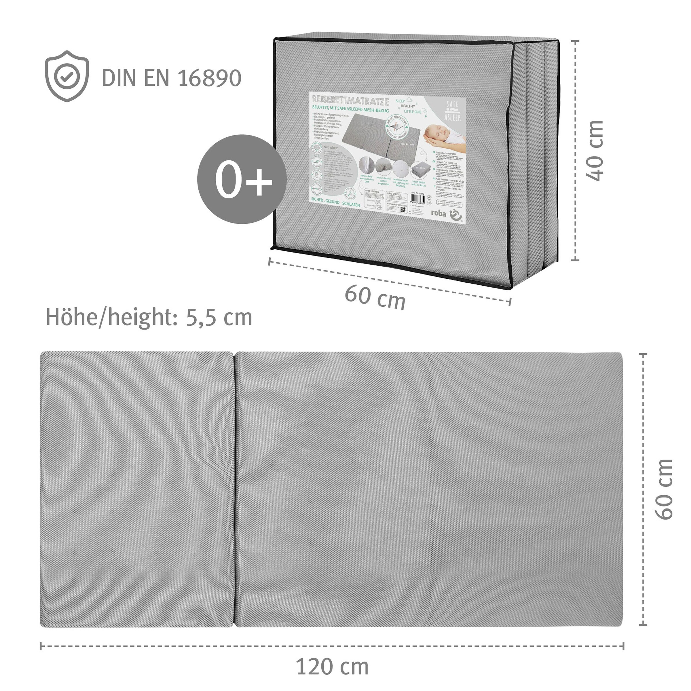 roba Reisebettmatratze Air, 60x120 cm safe asleep®