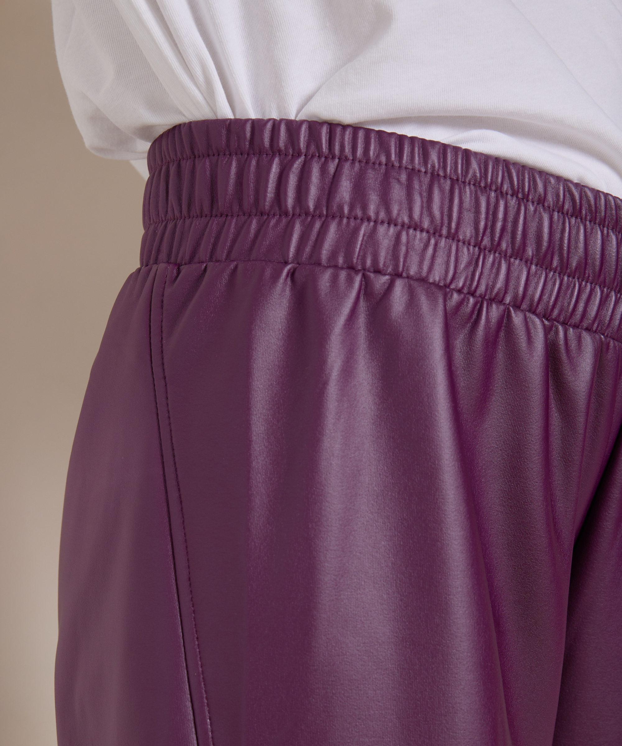 wide fit broek lederlook