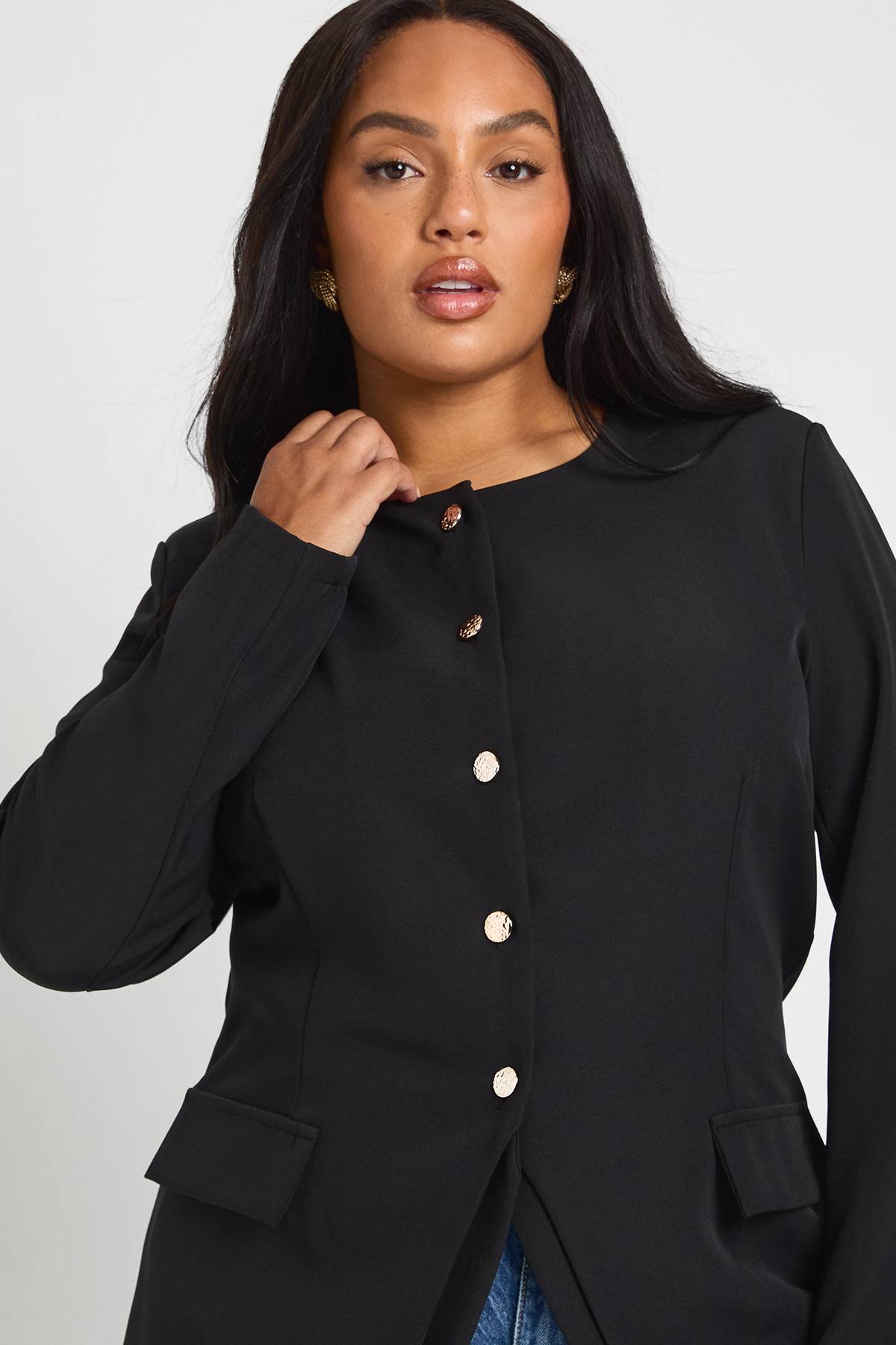 boohoo Blazer Plus boutonné à ourlet fendu