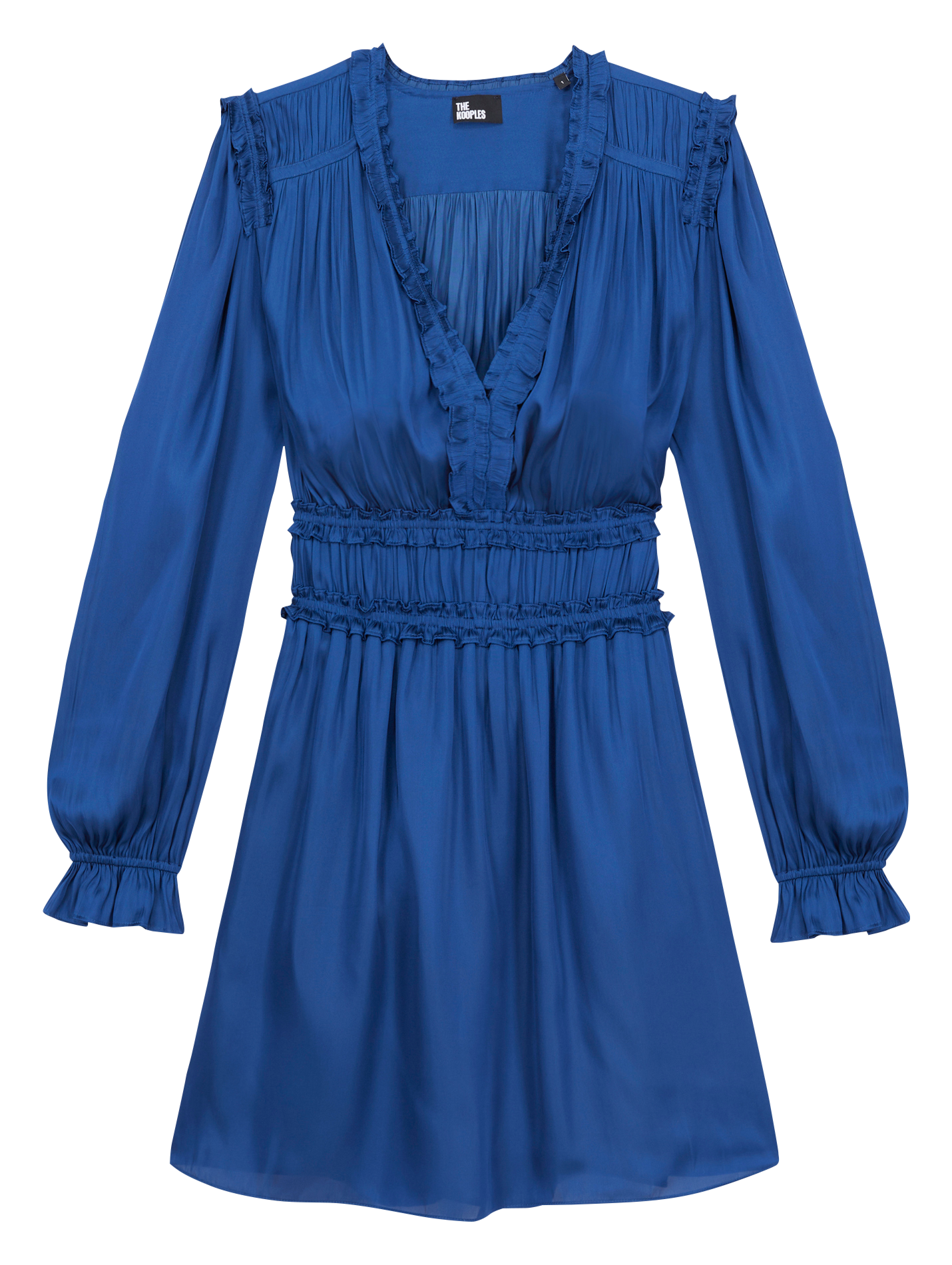 Robe courte col V| Bleu