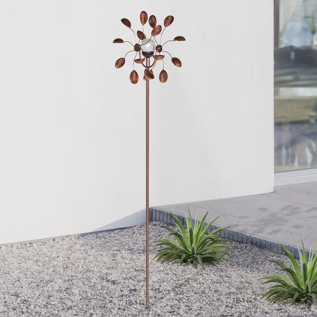 Pratik Garden Eolienne décorative Solaire bronze - 36x18.5x175?cm