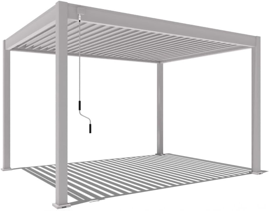 Pavillon Pergola 3x4m Terassenüberdachung freistehend mit Lamellendach verstellbar Gartenpavillon Hardtop wasserdicht stabil winterfest Voll-Aluminium Grillpavillon wetterfest Weide Classic Ivory sand