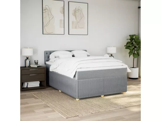 Sommier à lattes de lit avec matelas Gris clair 140x190cm Tissu