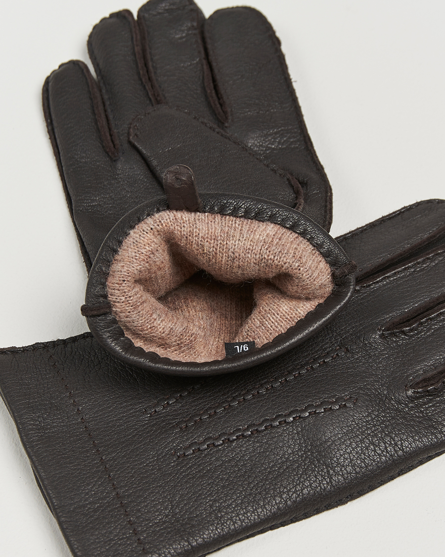 Amanda Christensen Lined Deerskin Gloves Brown