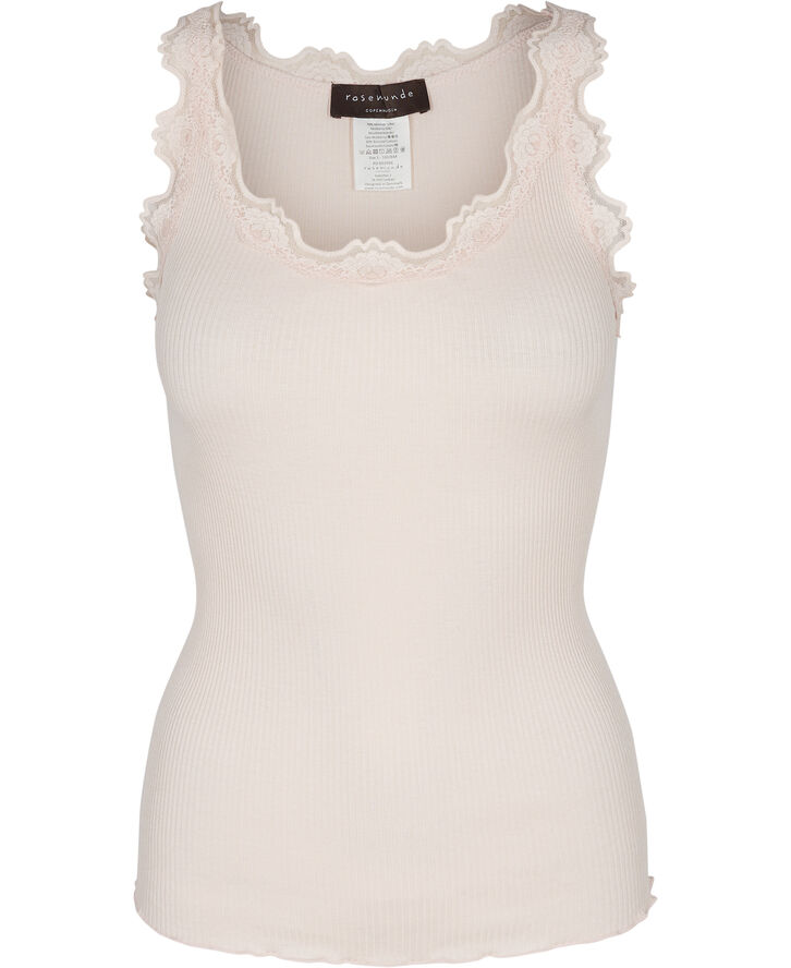 Rosemunde Silk top regular w/vintage lace Lyserød