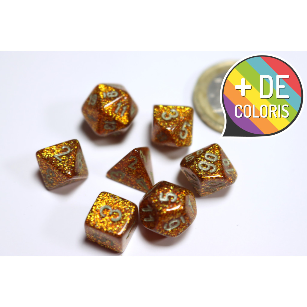Set de 7 Mini Dés JDR Chessex : Glitter