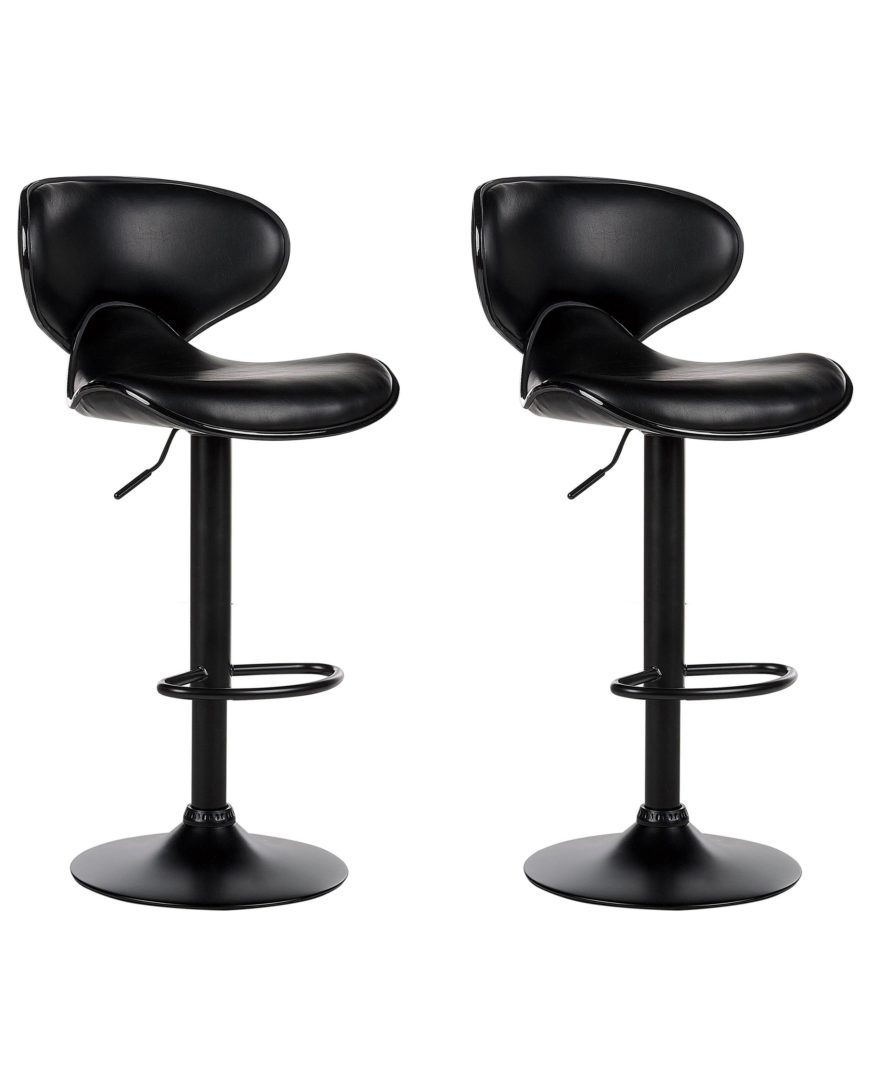 Set van 2 barstoelen CONWAY Kunstleer draaibaar Zwart