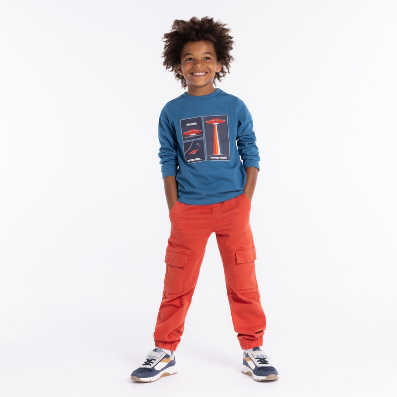 Pantalon cargo en toile orange Garçon