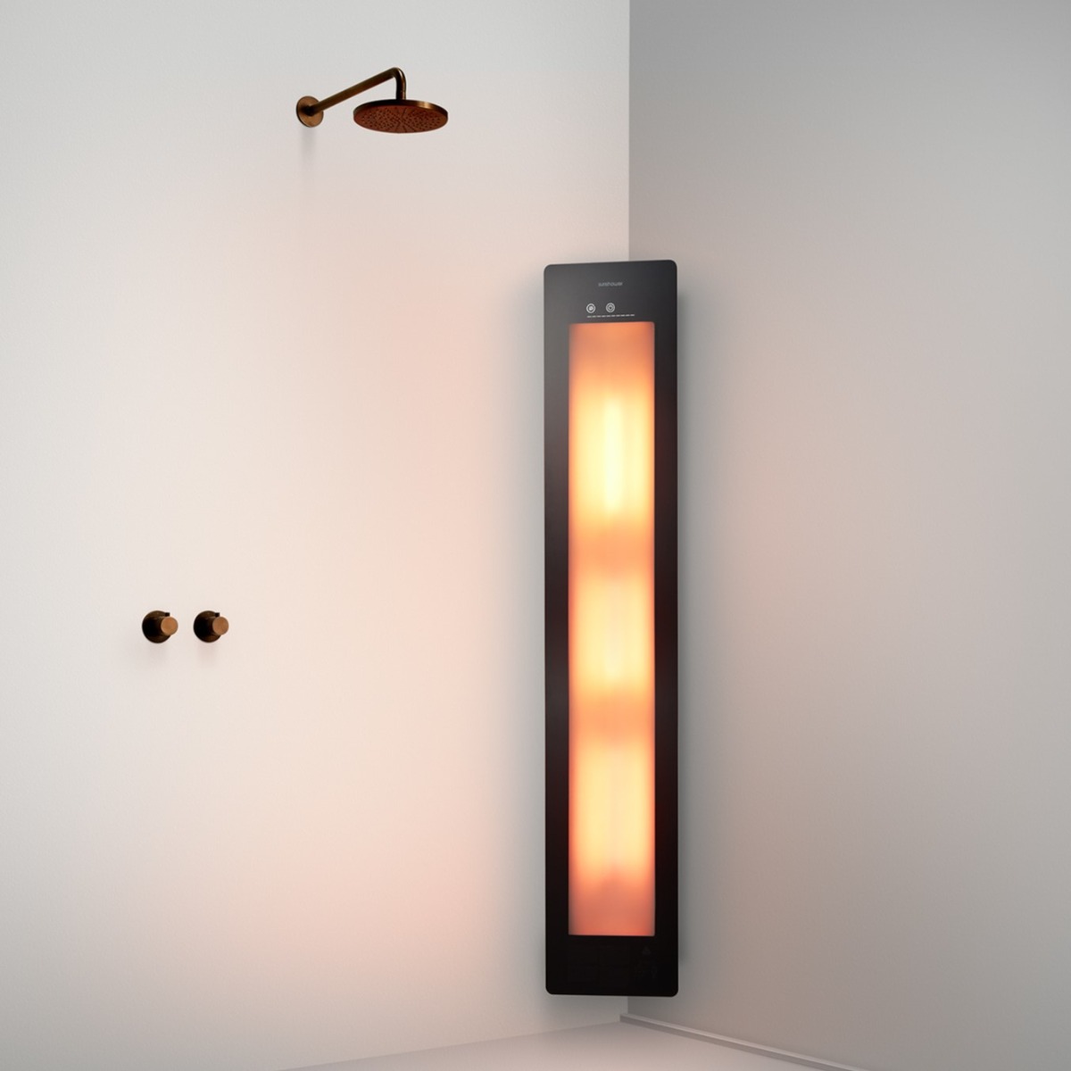 Sunshower Round Plus Large Black infraroodlamp en UV 33x185x10cm hoekopbouw