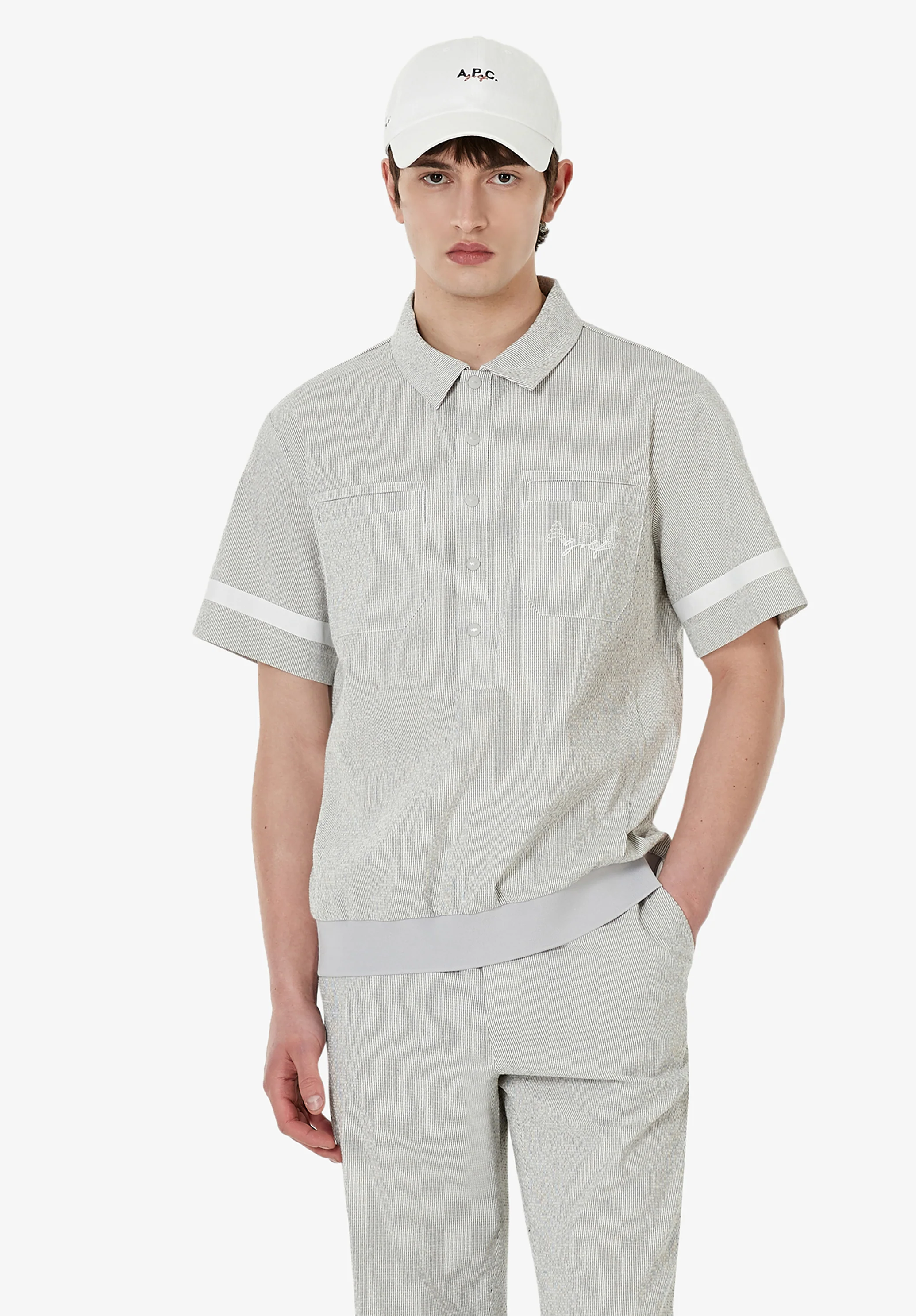 Polo en seersucker A.P.C. Golf - Gris