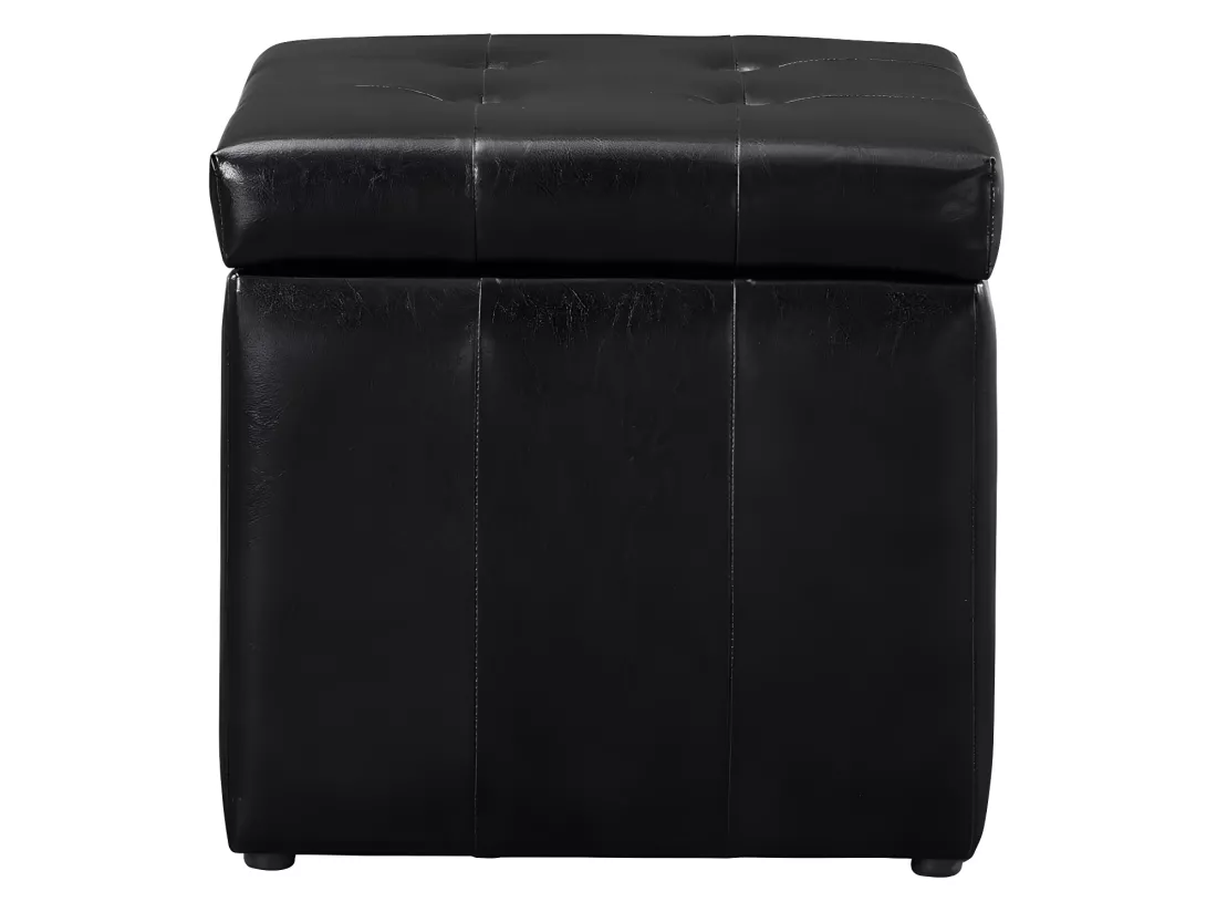 Pouf coffre de rangement SERAFINO en simili - Noir