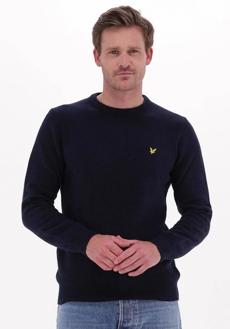 LYLE & SCOTT donkerblauwe lyle & scott trui crew neck lambswool blend jump