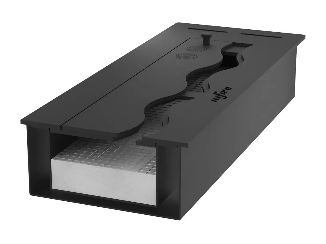 Brûleur à bioéthanol encastrable en acier inoxydable noir de 50 cm, 1 lt