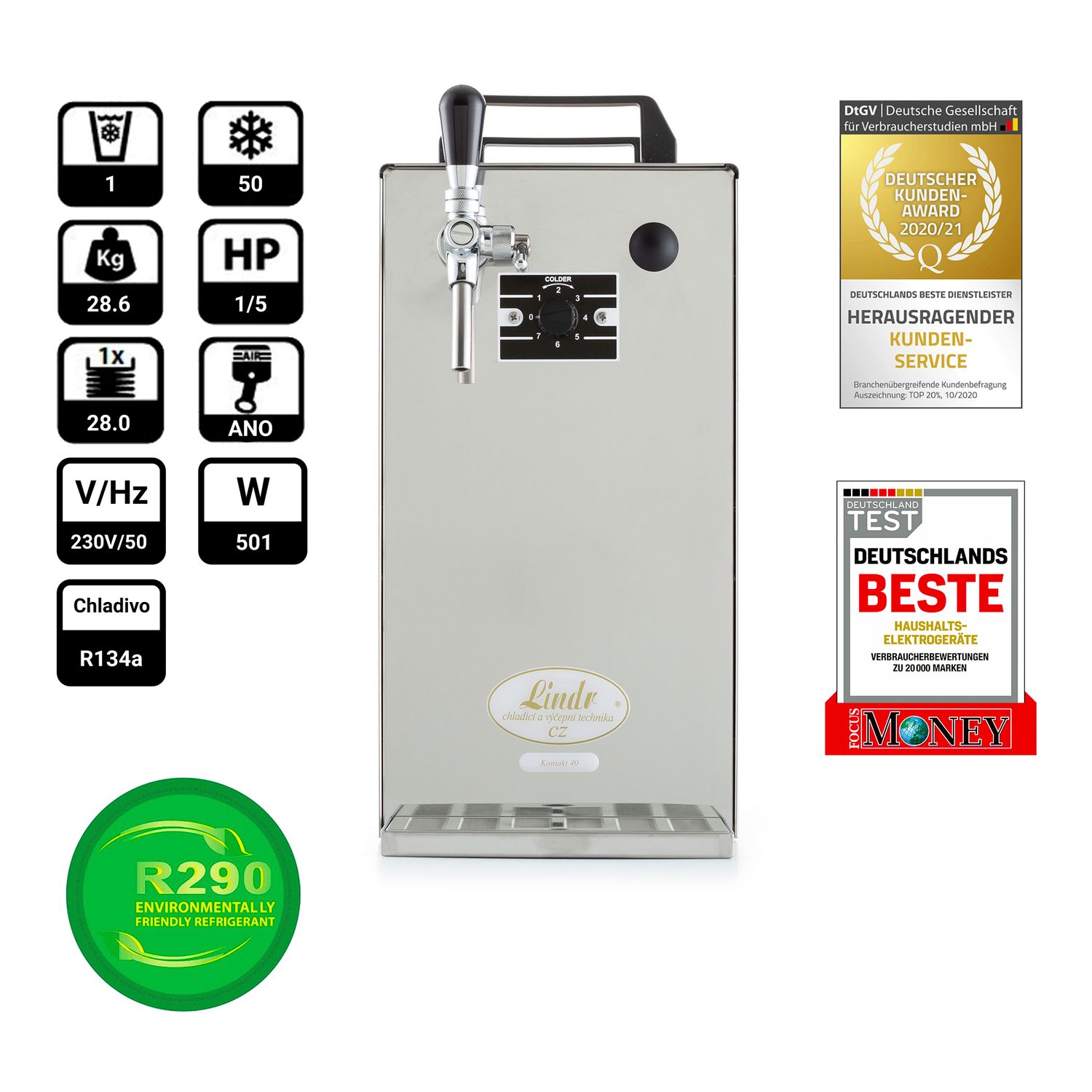Zapfanlage K 40 Bierzapfanlage 1-leitig Bier Durchlaufkühler, Bierzapfanlage, Trockenkühler, 50 Liter/h, Green Line