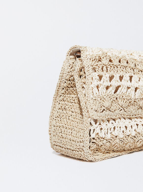 Bolso Bandolera De Paja - Bege
