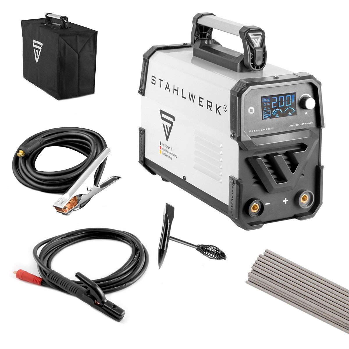 STAHLWERK Lasapparaat ARC 200 ST Digitale MMA-elektrode Handlasomvormer 200 A