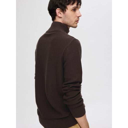 Selected Homme Axel Hlaf Zip Striktrøje, Chocolate Torte, S