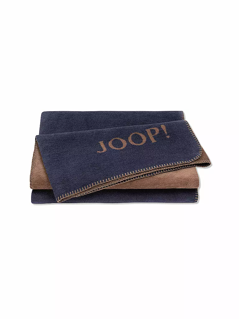 JOOP Wohndecke - Plaid 150x200cm Uni Doubleface Marine/Karamell dunkelblau