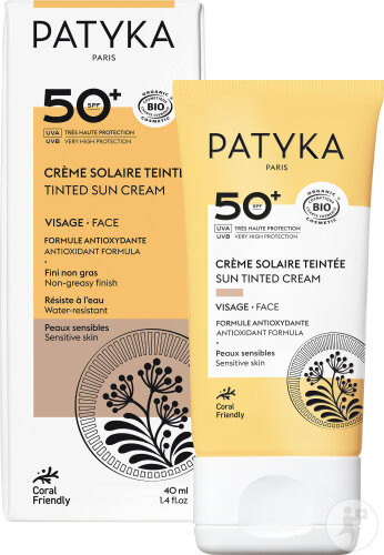 Patyka Crème Solaire Teintée IP50+ Visage Peaux Sensibles Tube 40ml